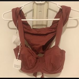 NWT MONDAY SWIM COVELLY TOP AND BOTTOM ROSE COLOR